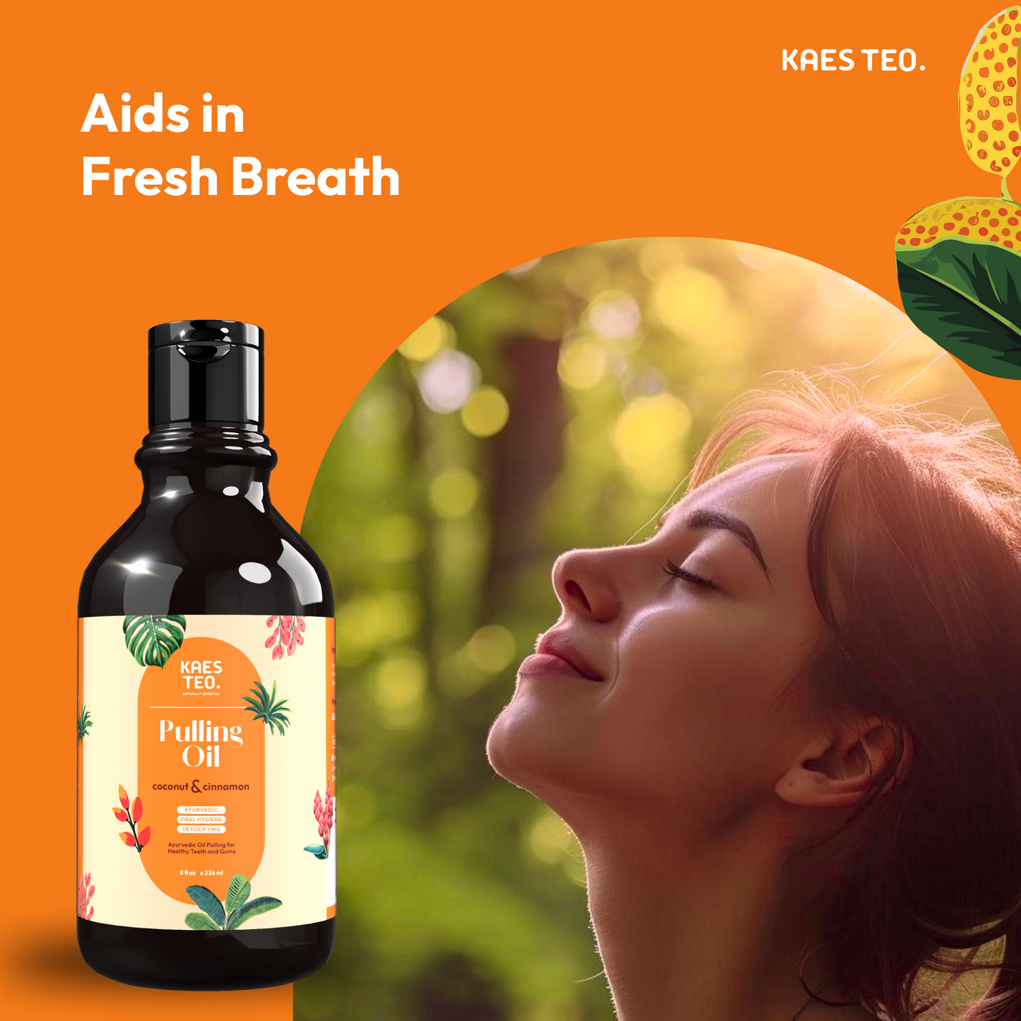 Coconut oil pulling with cinnamon essential oil mouthwash for fresh breath and teeth whitening, alcohol-free natural oral care.